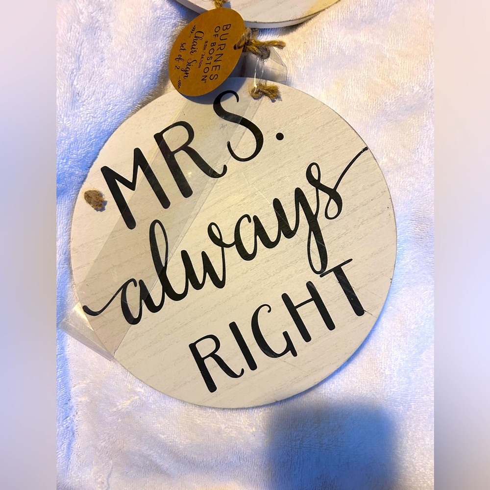 Burnes of Boston ,Wedding Decorative sign Chair set of 2 , still with the tags